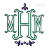 Fleur-de-lys 3-letter Monogram Machine Embroidery Applique